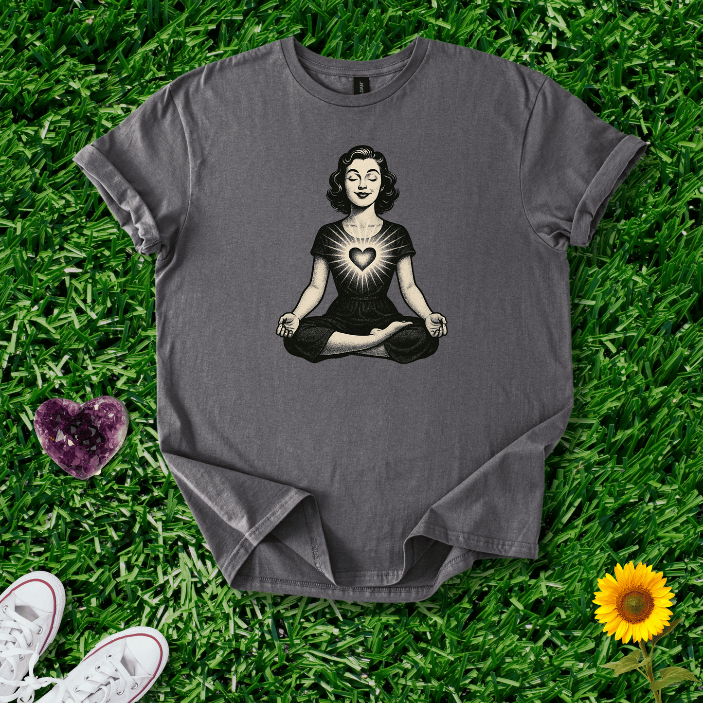 Printify T-Shirt Charcoal / S Meditative Heart