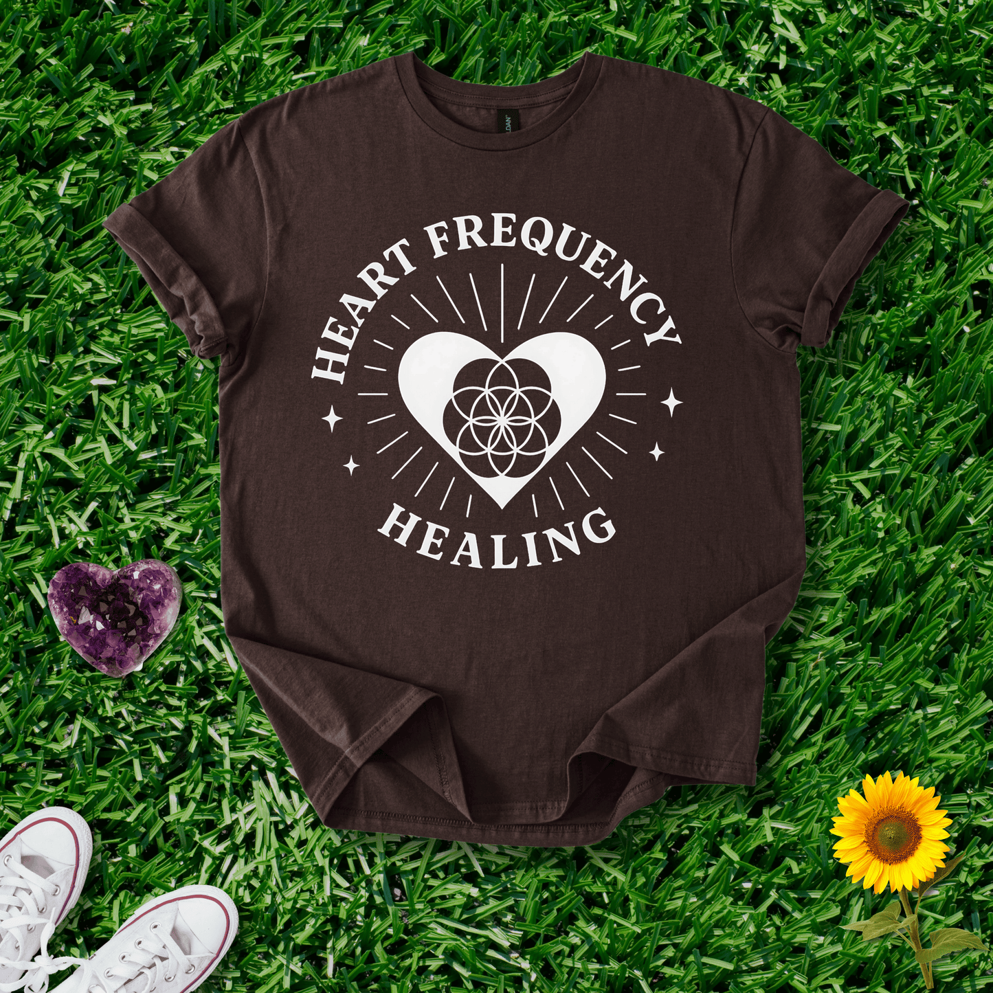 Printify T-Shirt Dark Chocolate / S Heart Frequency Healing