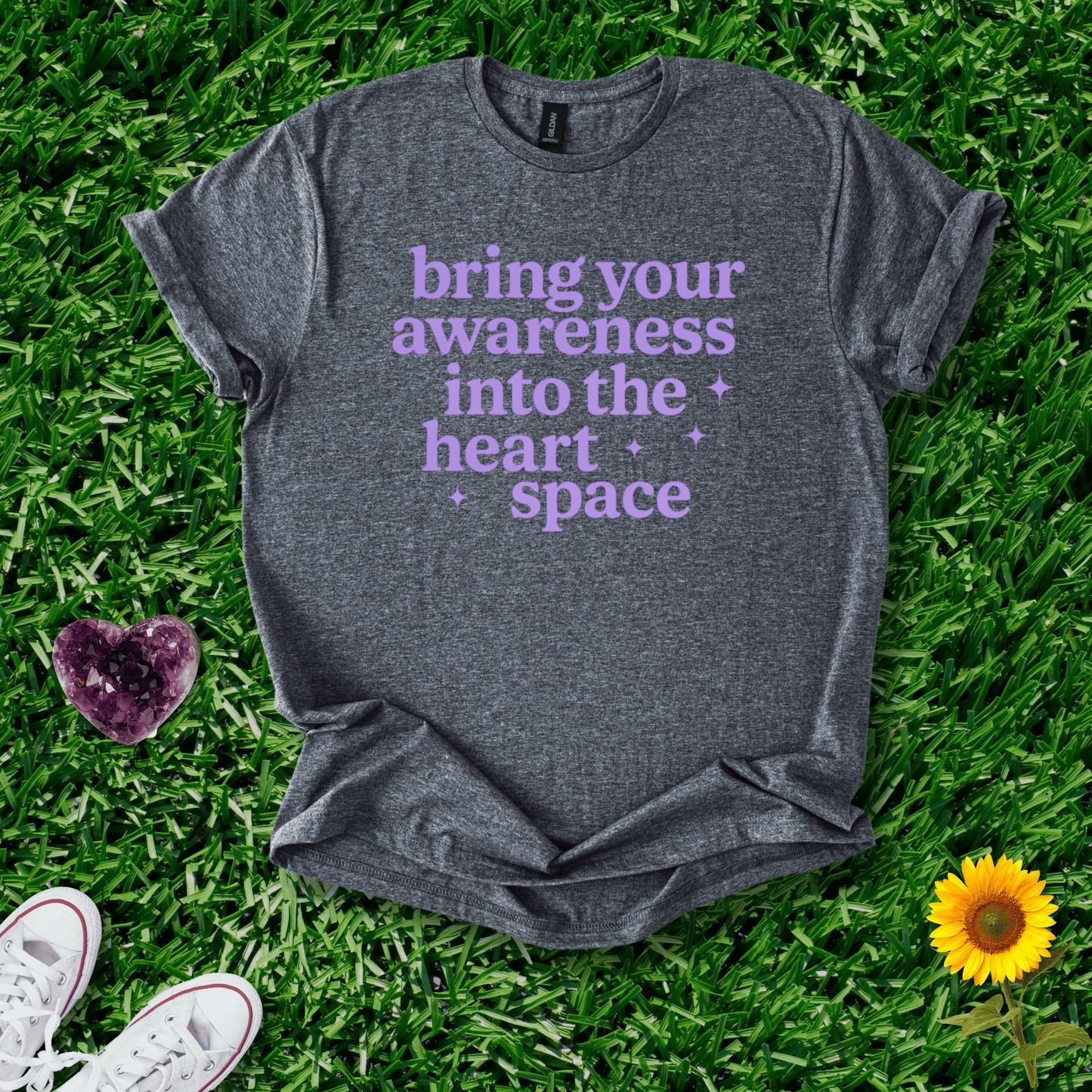 Printify T-Shirt Dark Heather / S Bring Your Awareness Into the Heart Space