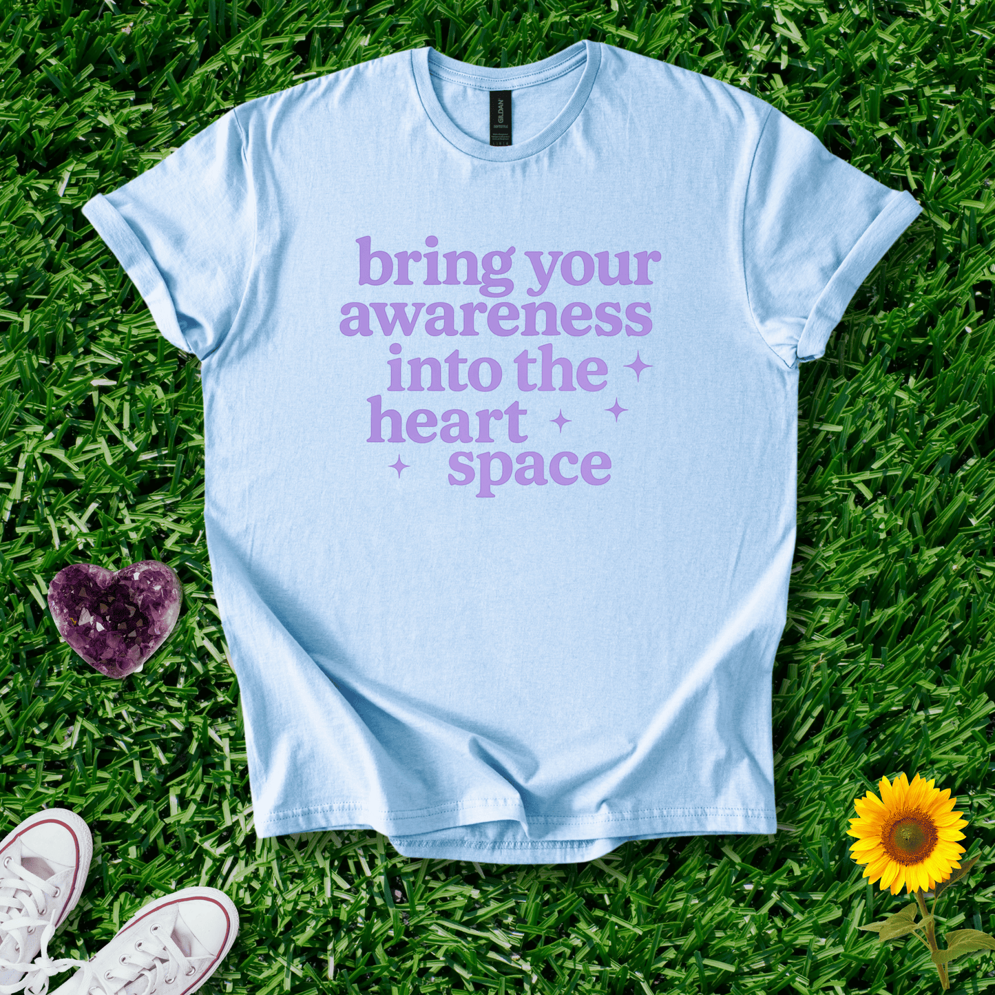Printify T-Shirt Light Blue / S Bring Your Awareness Into the Heart Space