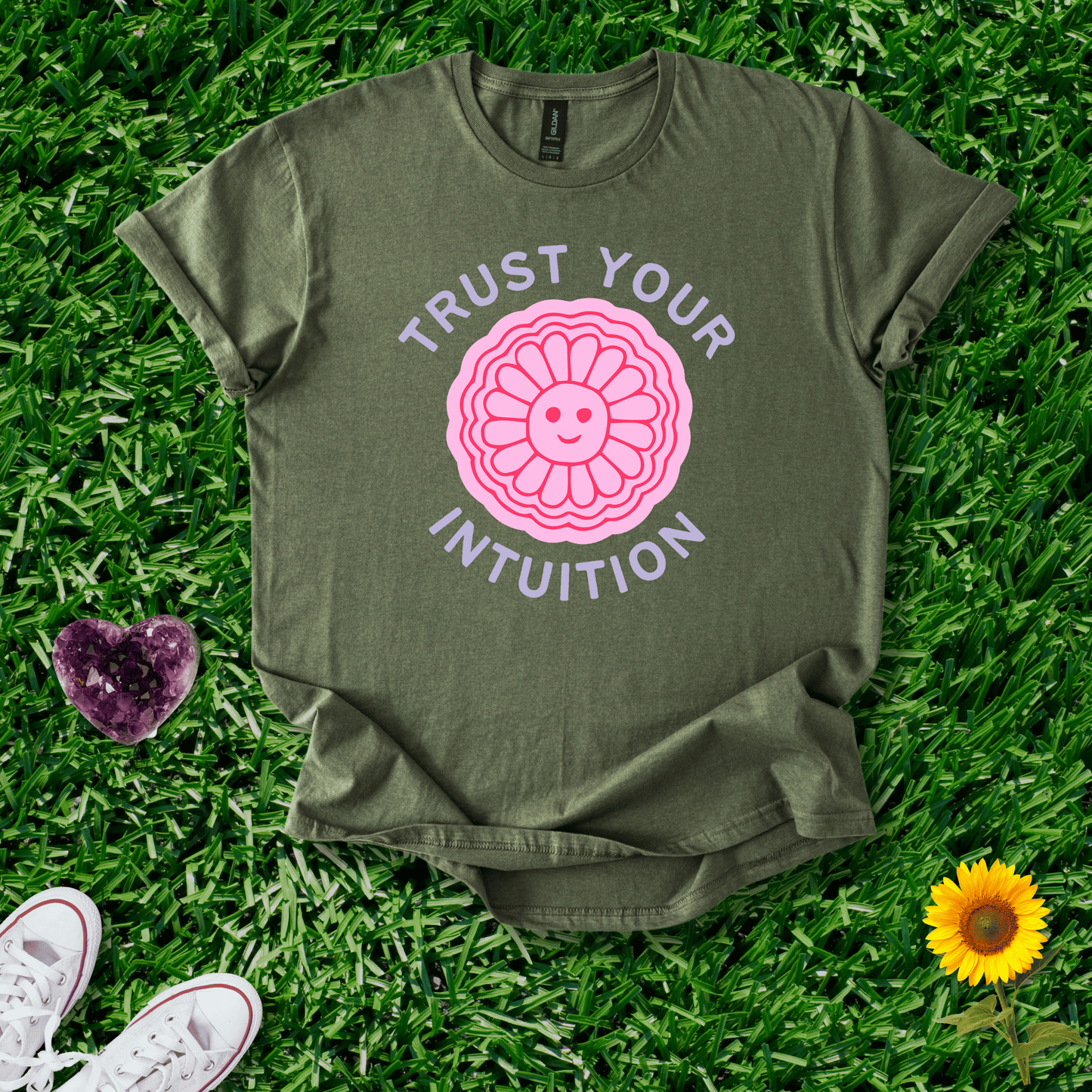 Printify T-Shirt Military Green / S Trust Your Intuition