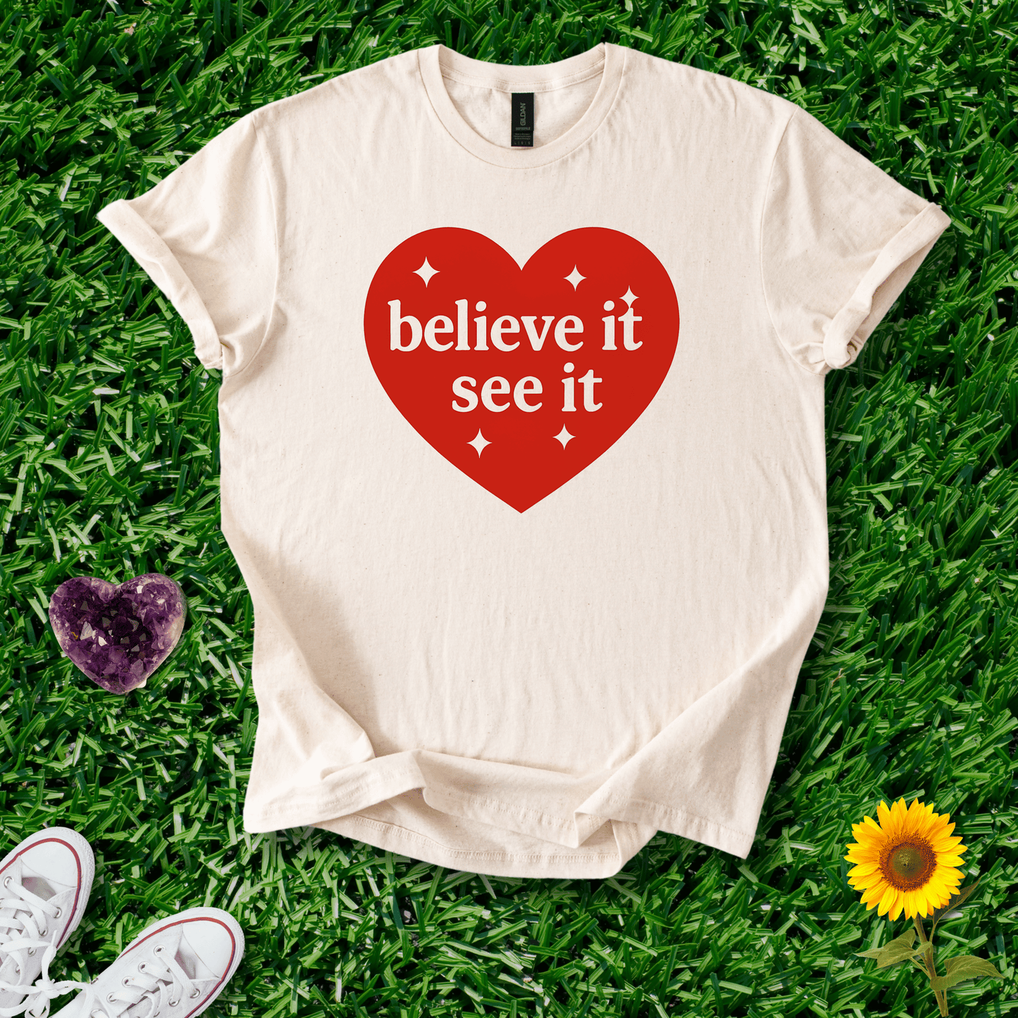 Printify T-Shirt Natural / S Believe It To See It