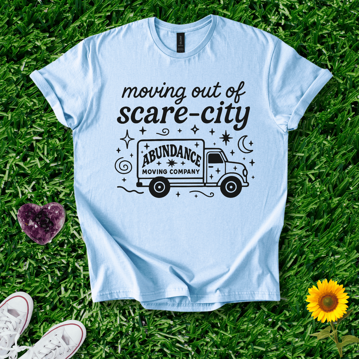 Printify T-Shirt S / Light Blue Moving Out Of Scarcity