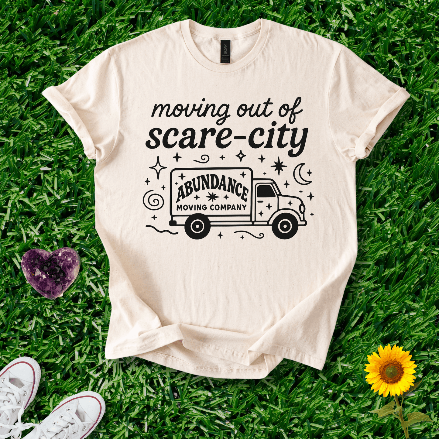 Printify T-Shirt S / Natural Moving Out Of Scarcity