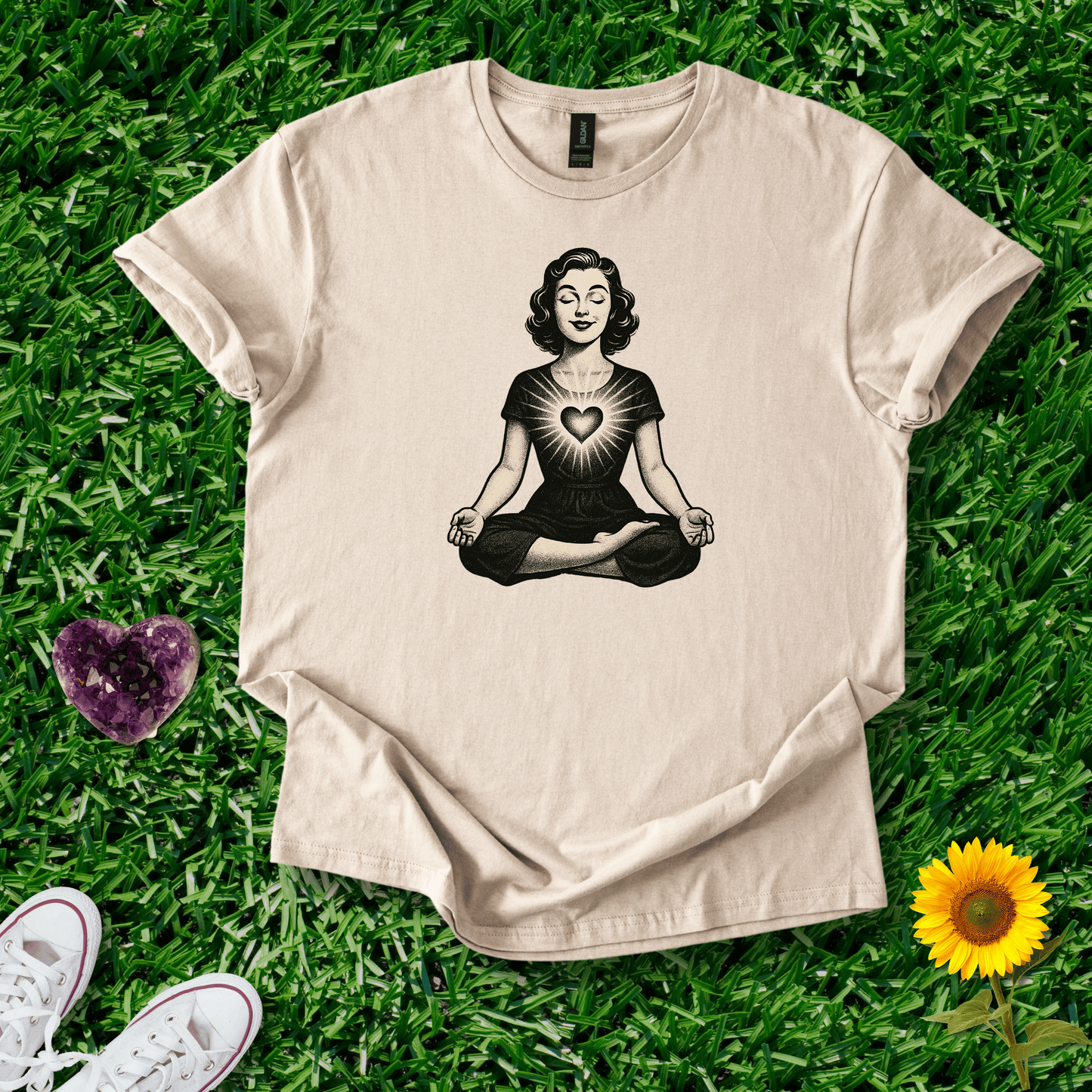 Printify T-Shirt Sand / S Meditative Heart