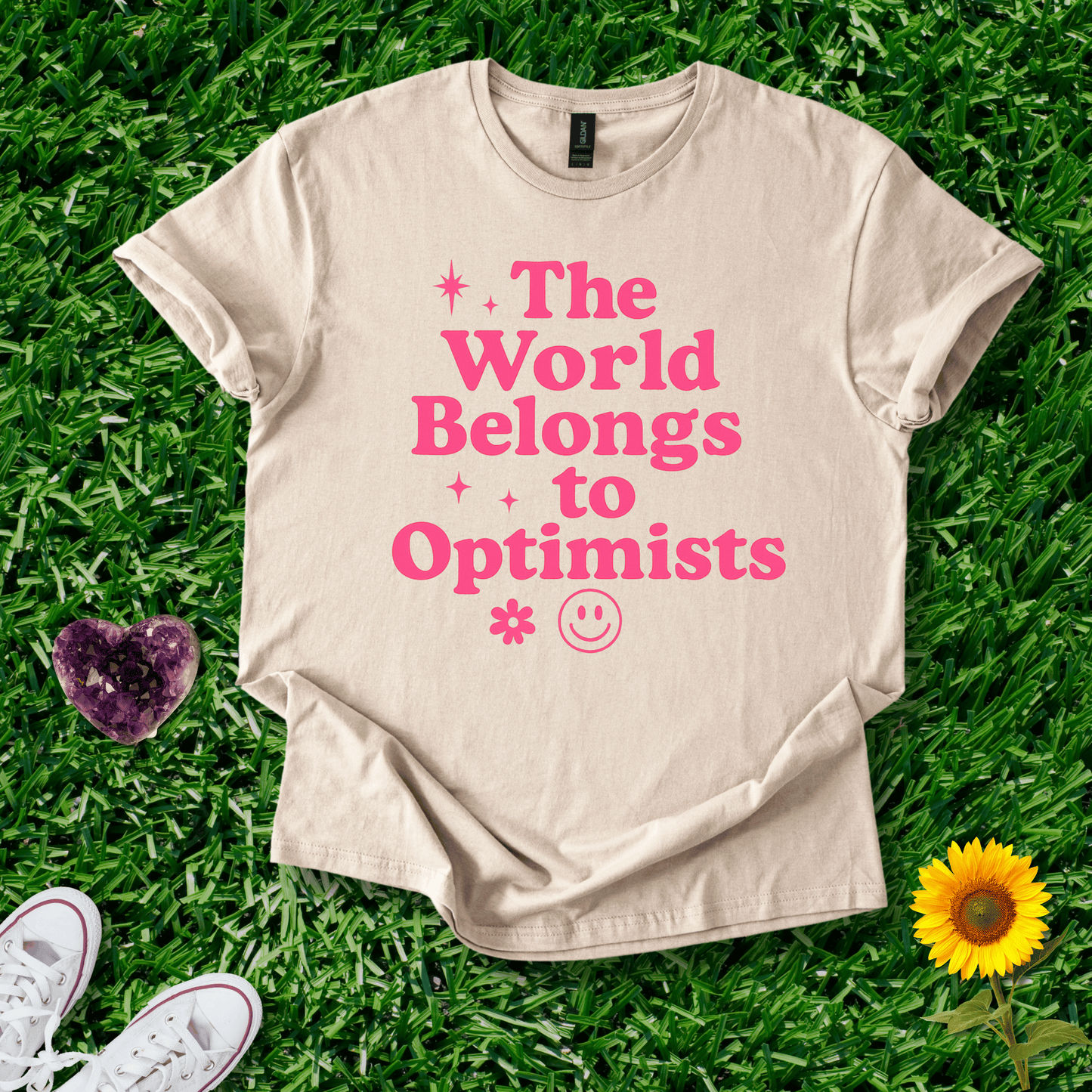 Printify T-Shirt The World Belongs To Optimists