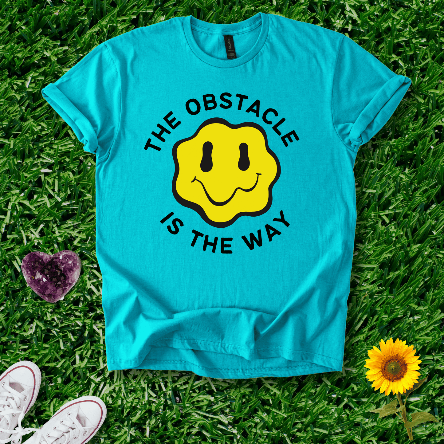 Printify T-Shirt Tropical Blue / S The Obstacle Is The Way