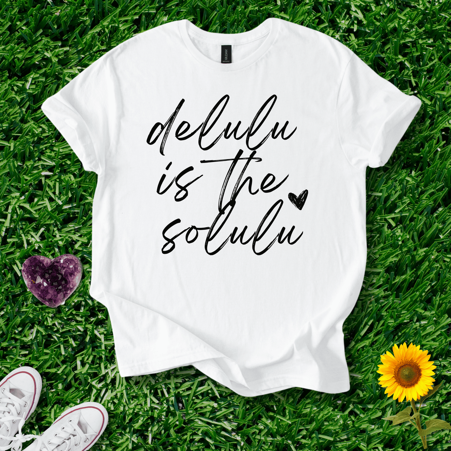 Printify T-Shirt White / S Delulu Is The Solulu