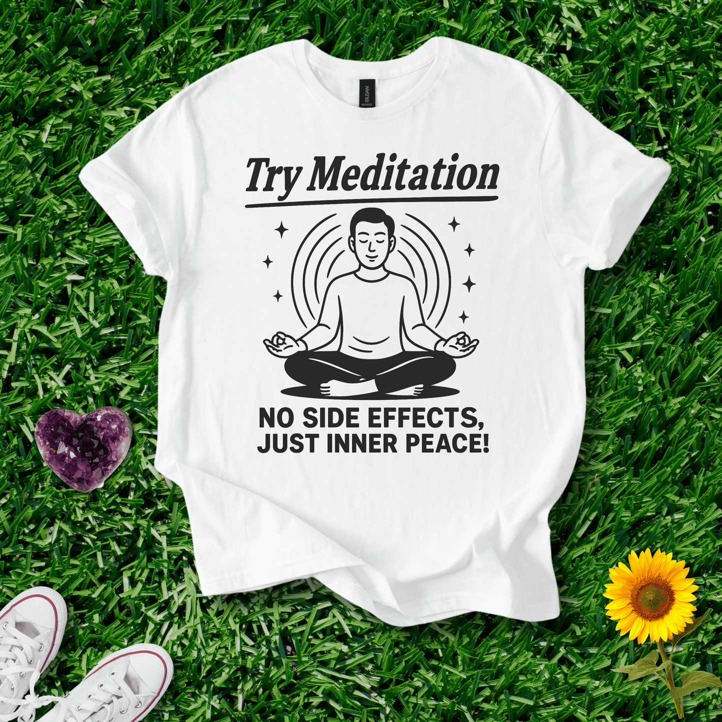 Printify T-Shirt White / S Try Meditation