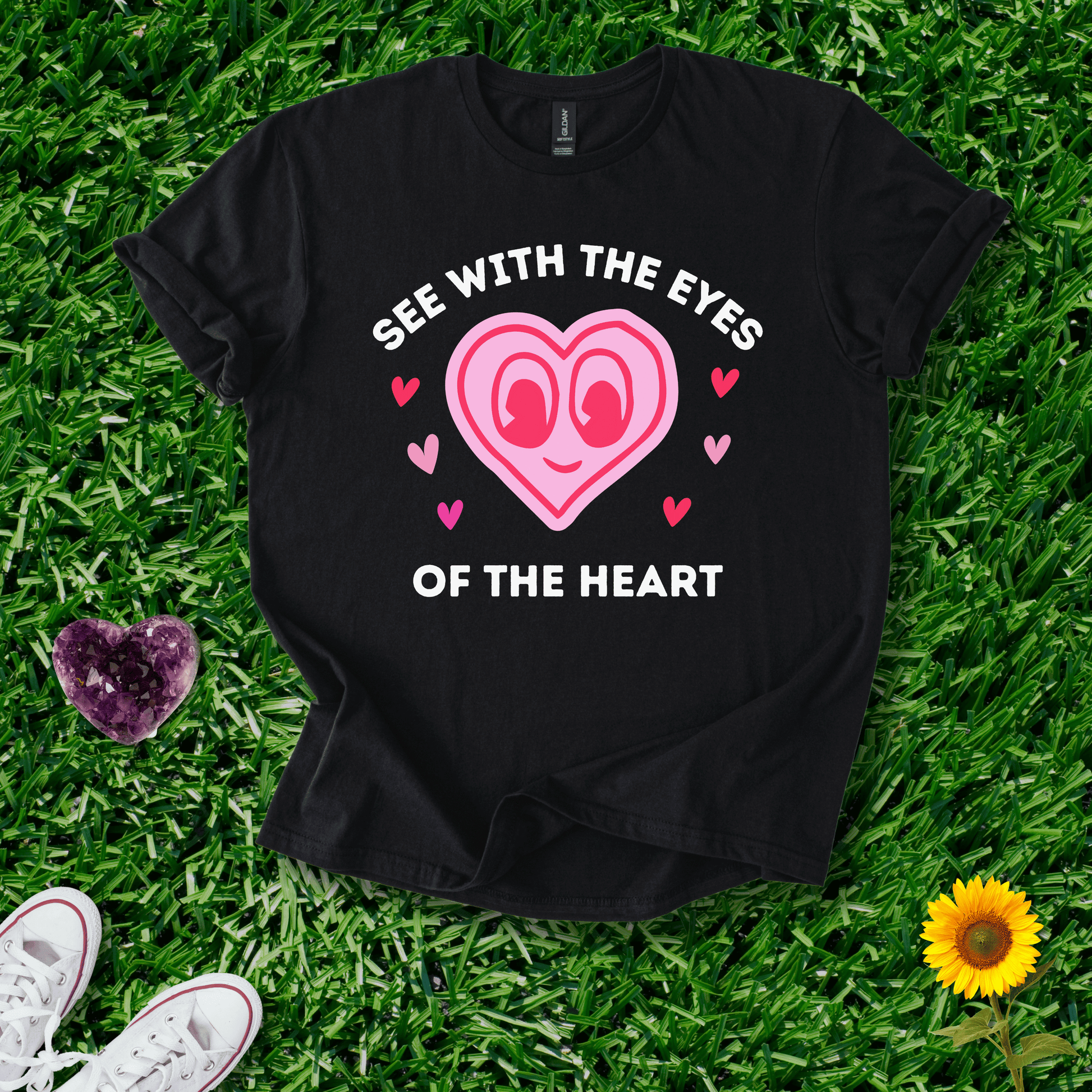 Printify T-Shirt Black / S Heart Eyes