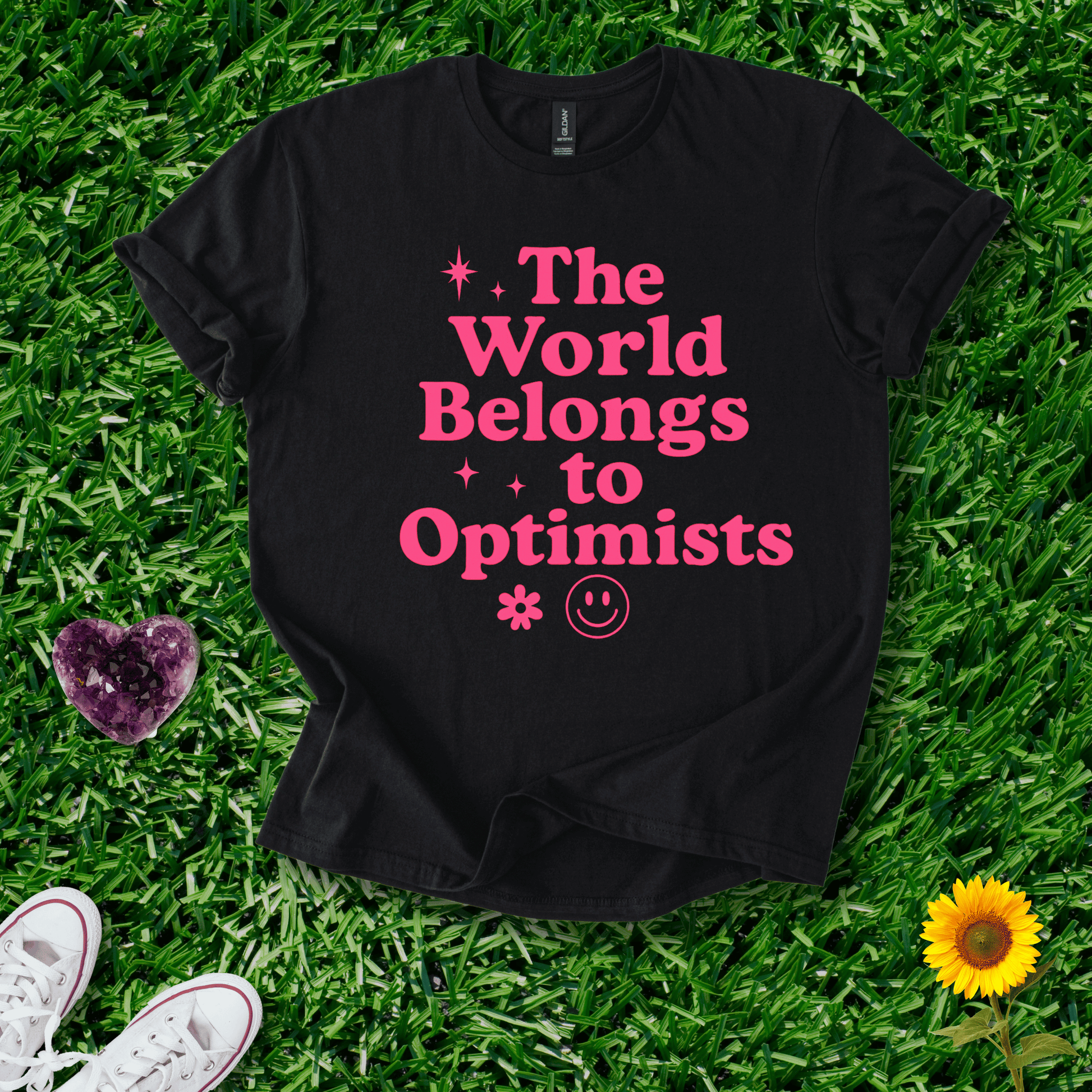 Printify T-Shirt Black / S The World Belongs To Optimists