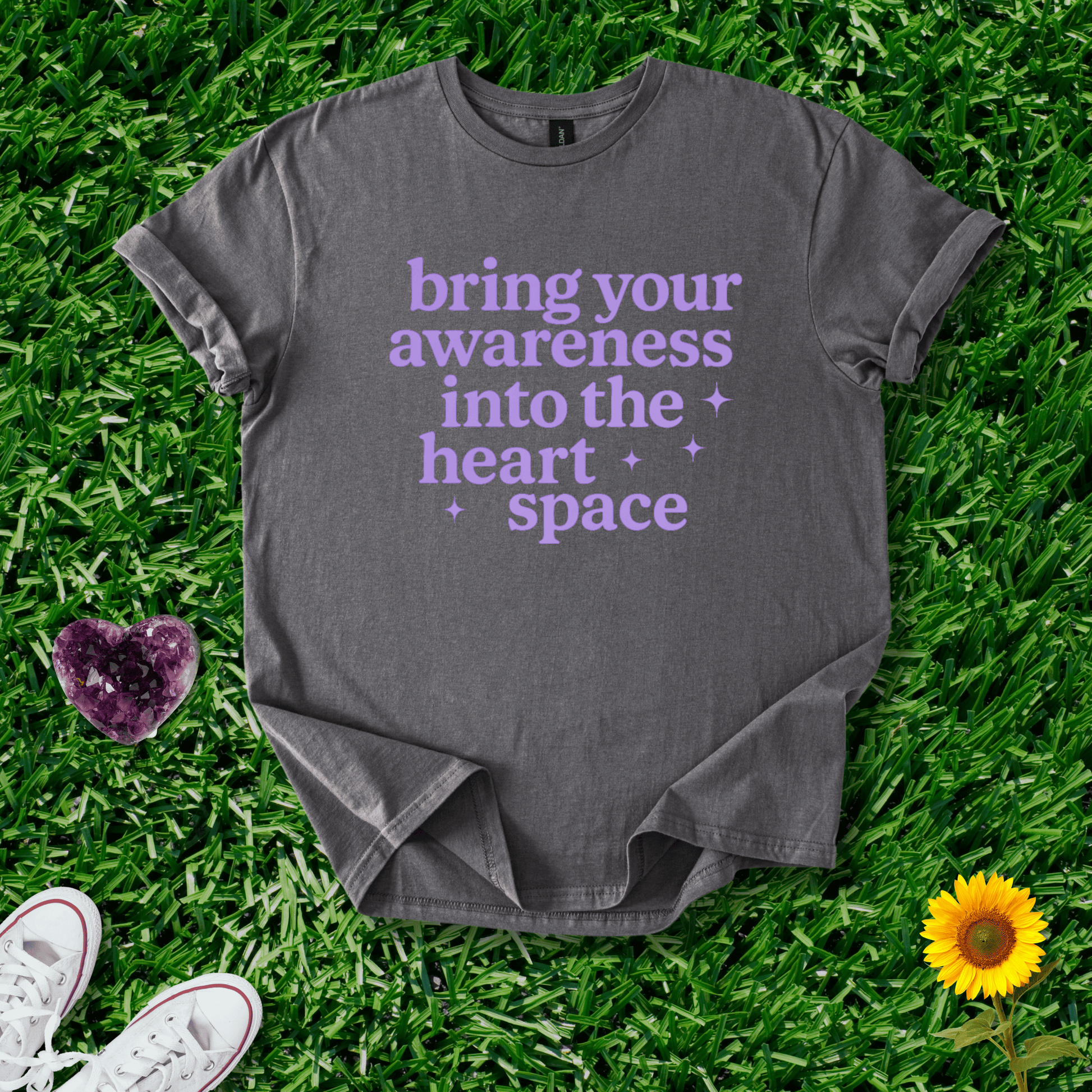 Printify T-Shirt Charcoal / S Bring Your Awareness Into the Heart Space