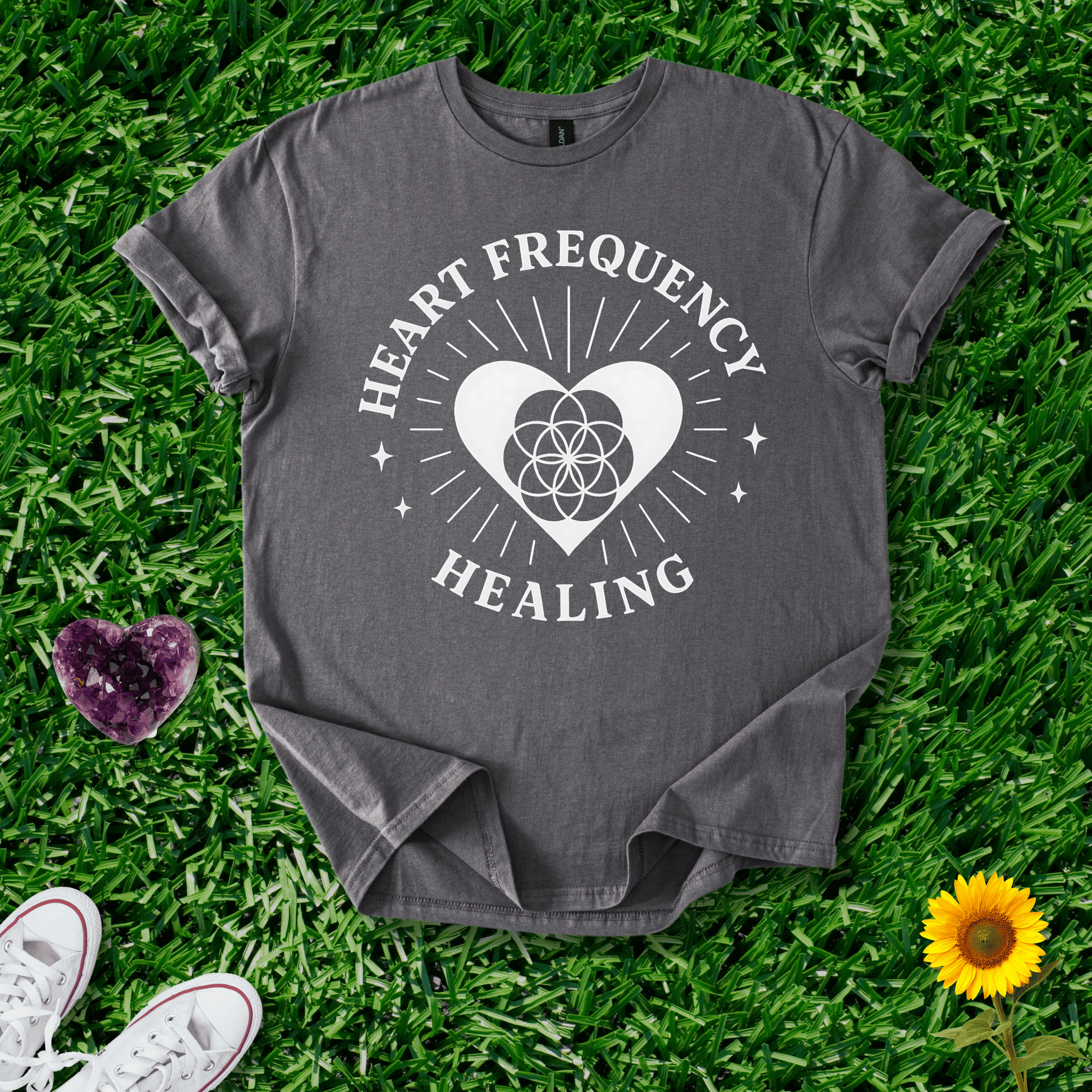 Printify T-Shirt Charcoal / S Heart Frequency Healing