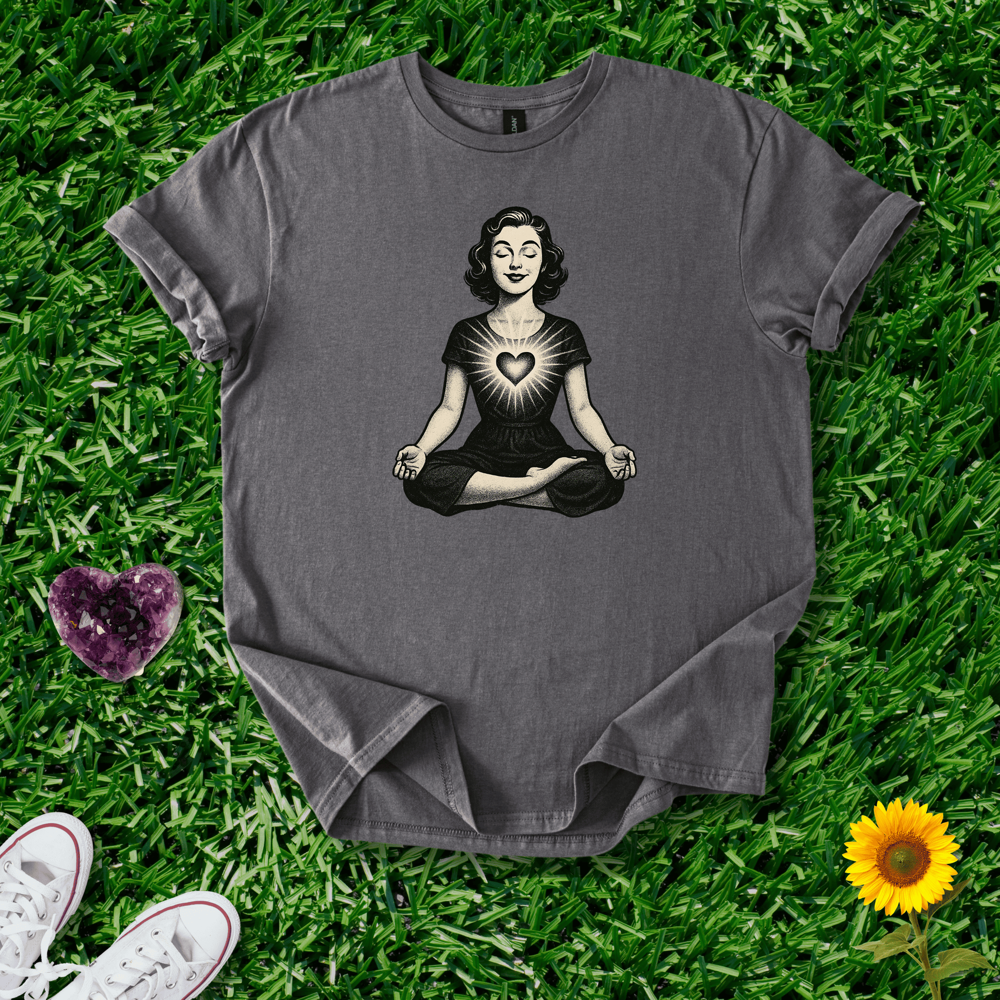 Printify T-Shirt Charcoal / S Meditative Heart