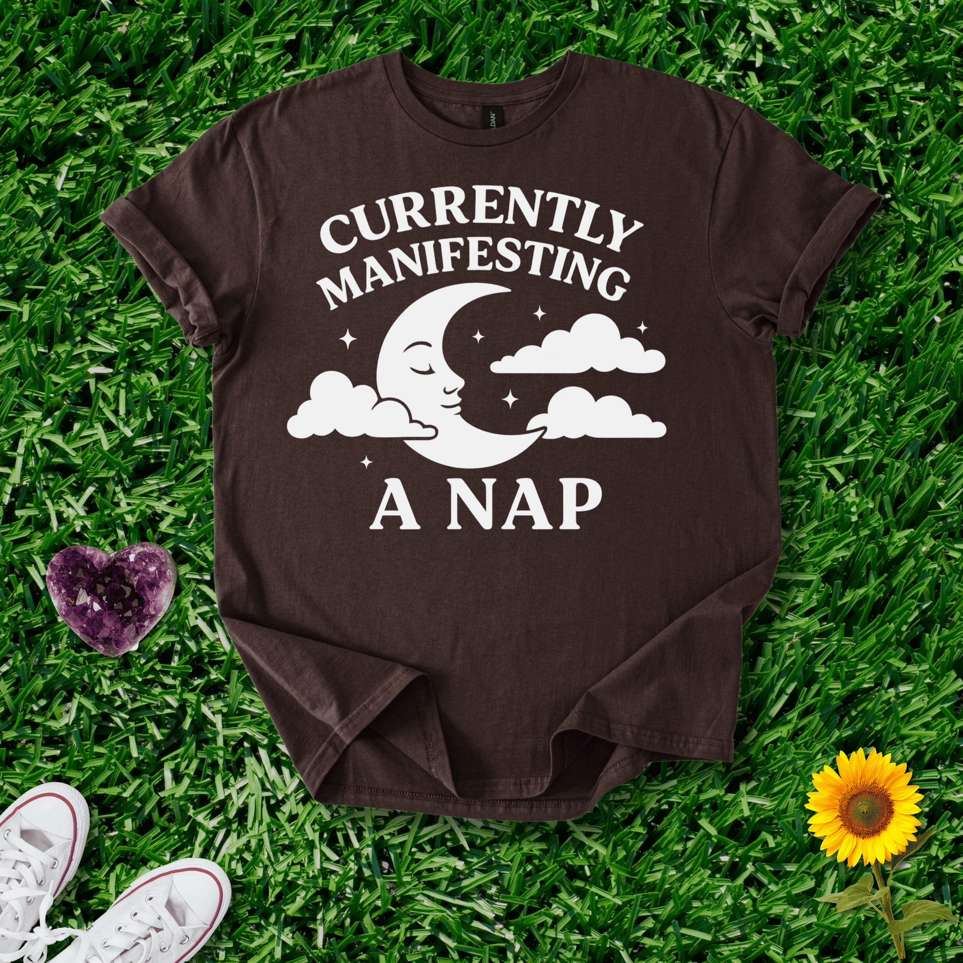 Printify T-Shirt Dark Chocolate / S Currently Manifesting A Nap
