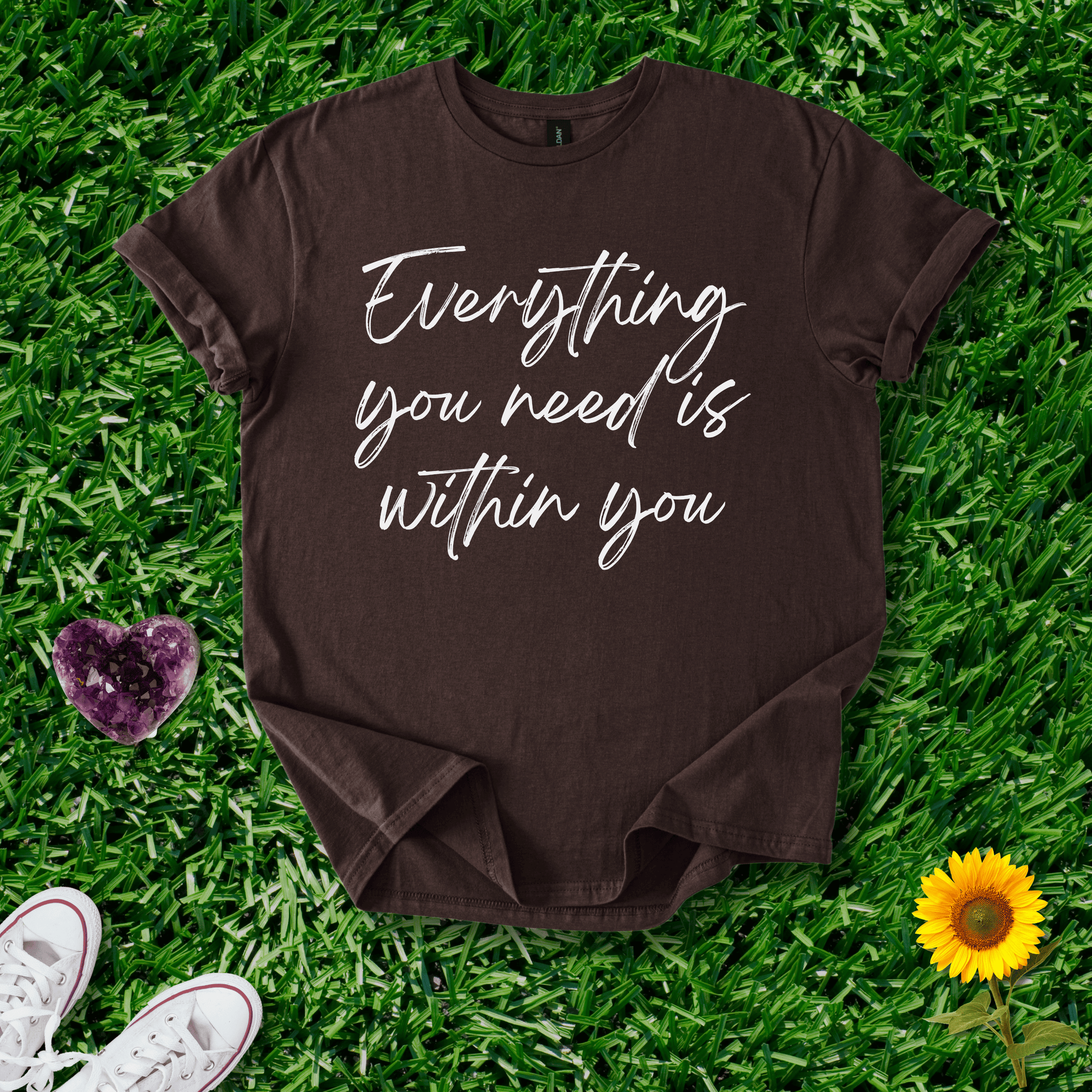 Printify T-Shirt Dark Chocolate / S Everything Is Within You