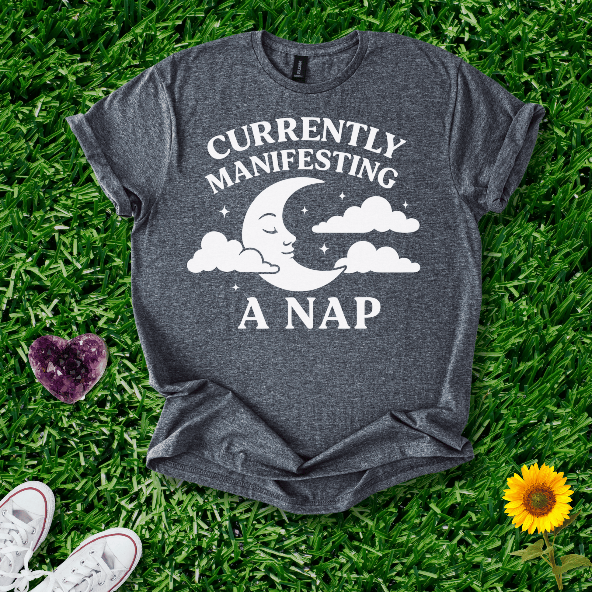 Printify T-Shirt Dark Heather / S Currently Manifesting A Nap
