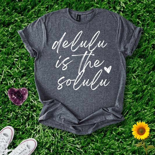 Printify T-Shirt Dark Heather / S Delulu Is The Solulu