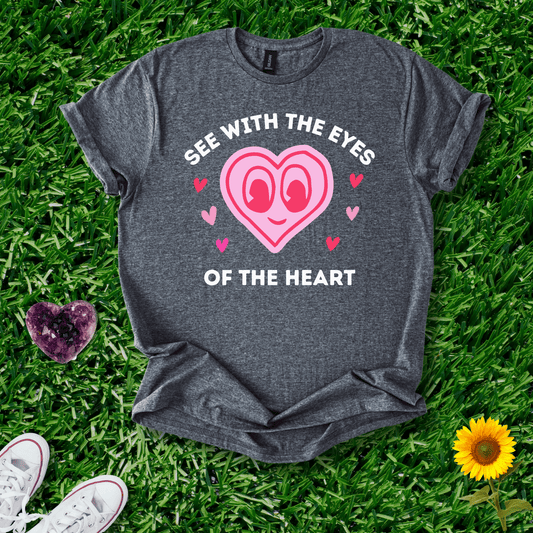 Printify T-Shirt Dark Heather / S Heart Eyes