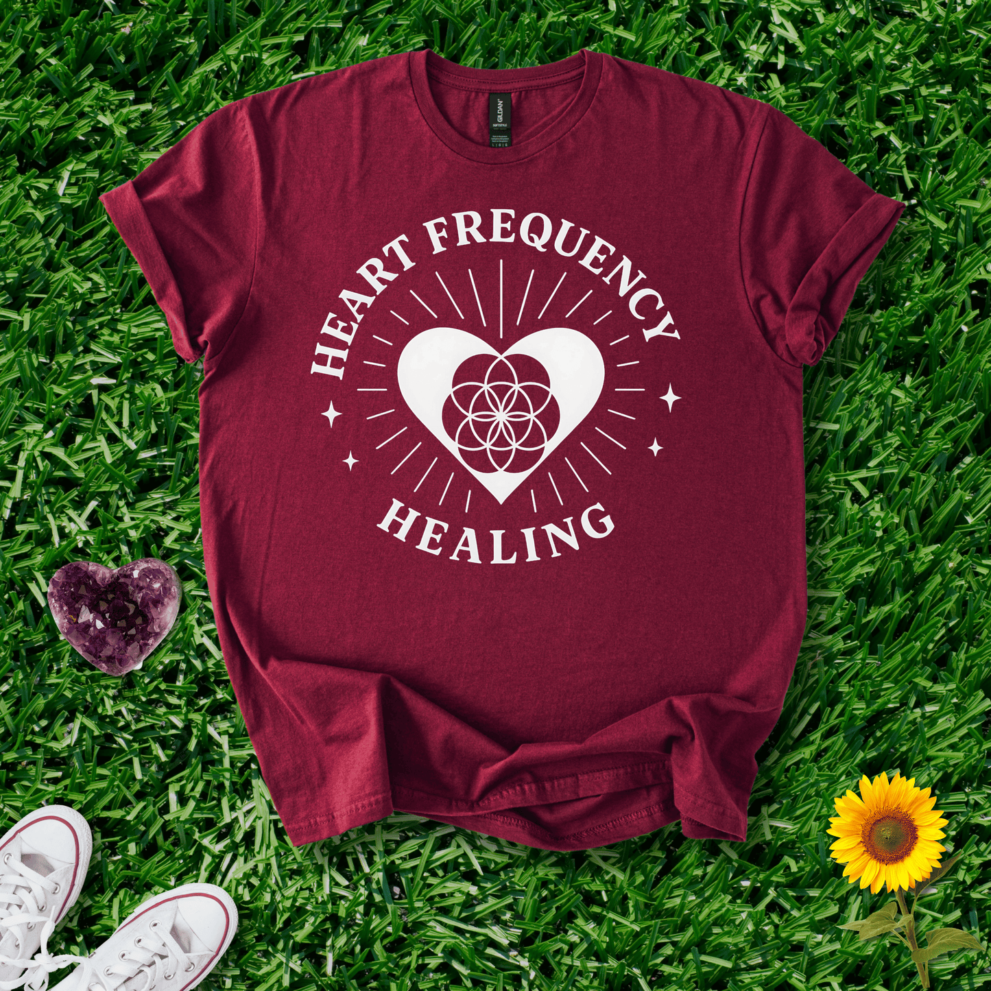 Printify T-Shirt Heart Frequency Healing