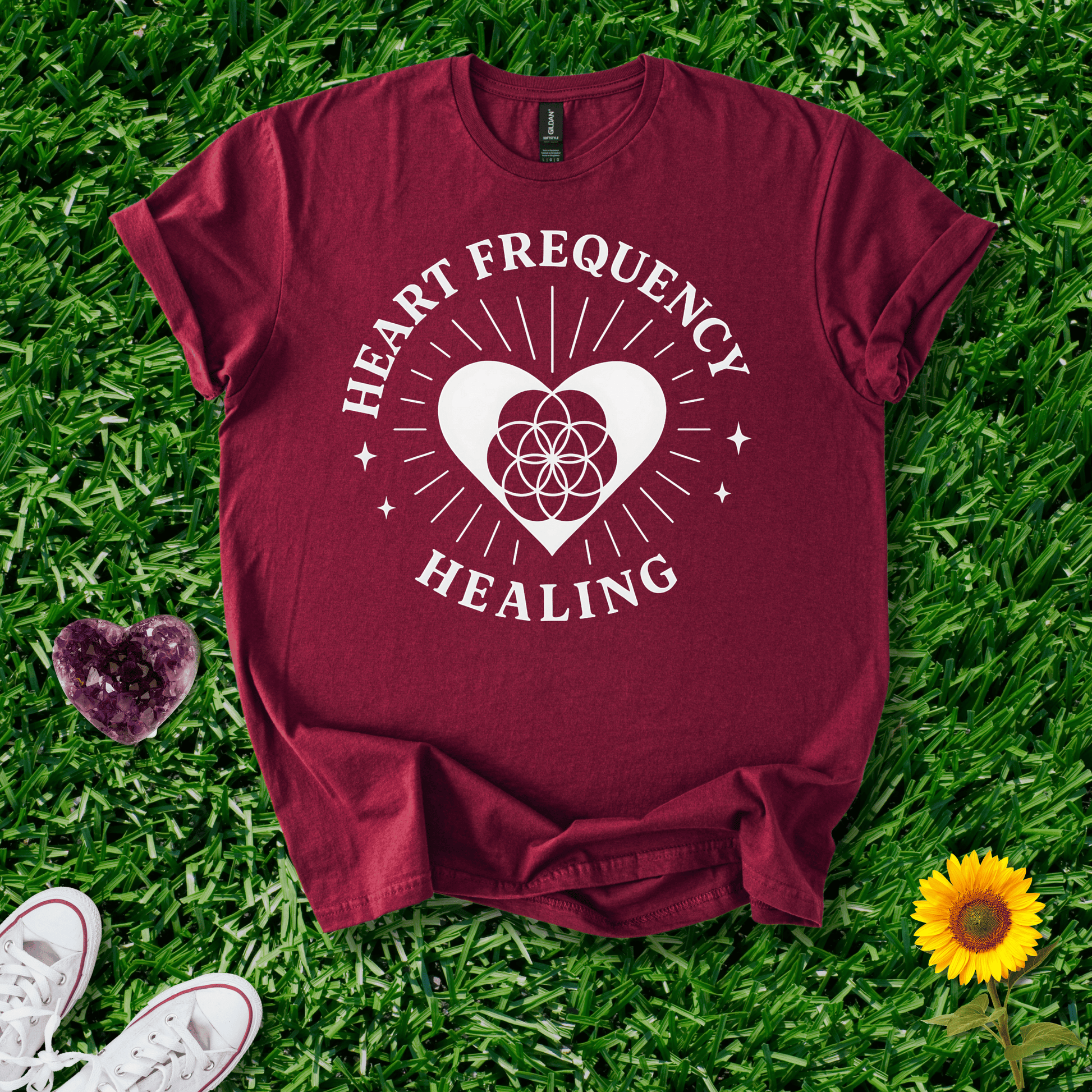Printify T-Shirt Heart Frequency Healing