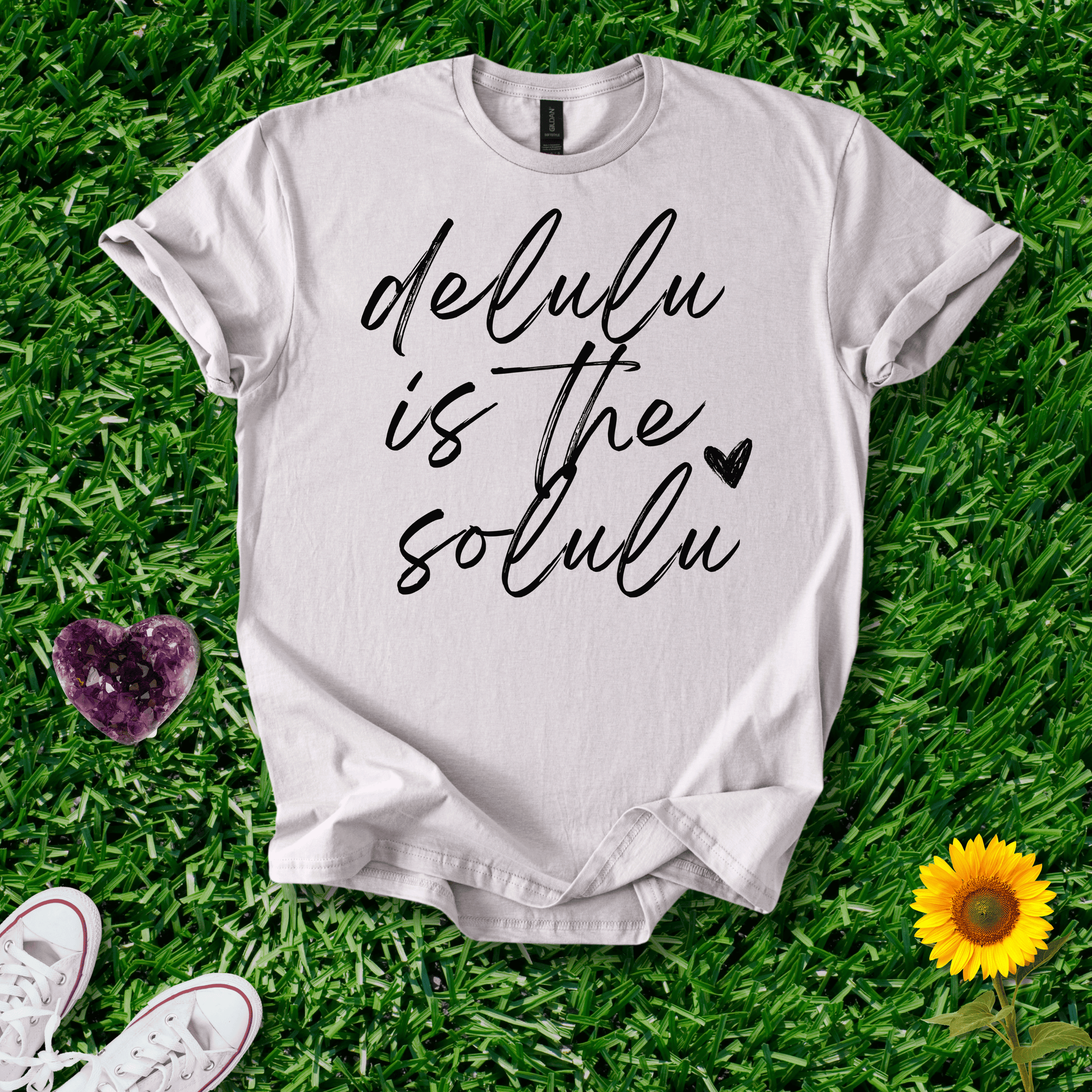 Printify T-Shirt Ice Grey / S Delulu Is The Solulu
