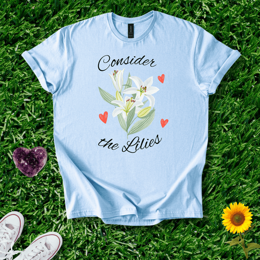 Printify T-Shirt Light Blue / S Consider the Lilies