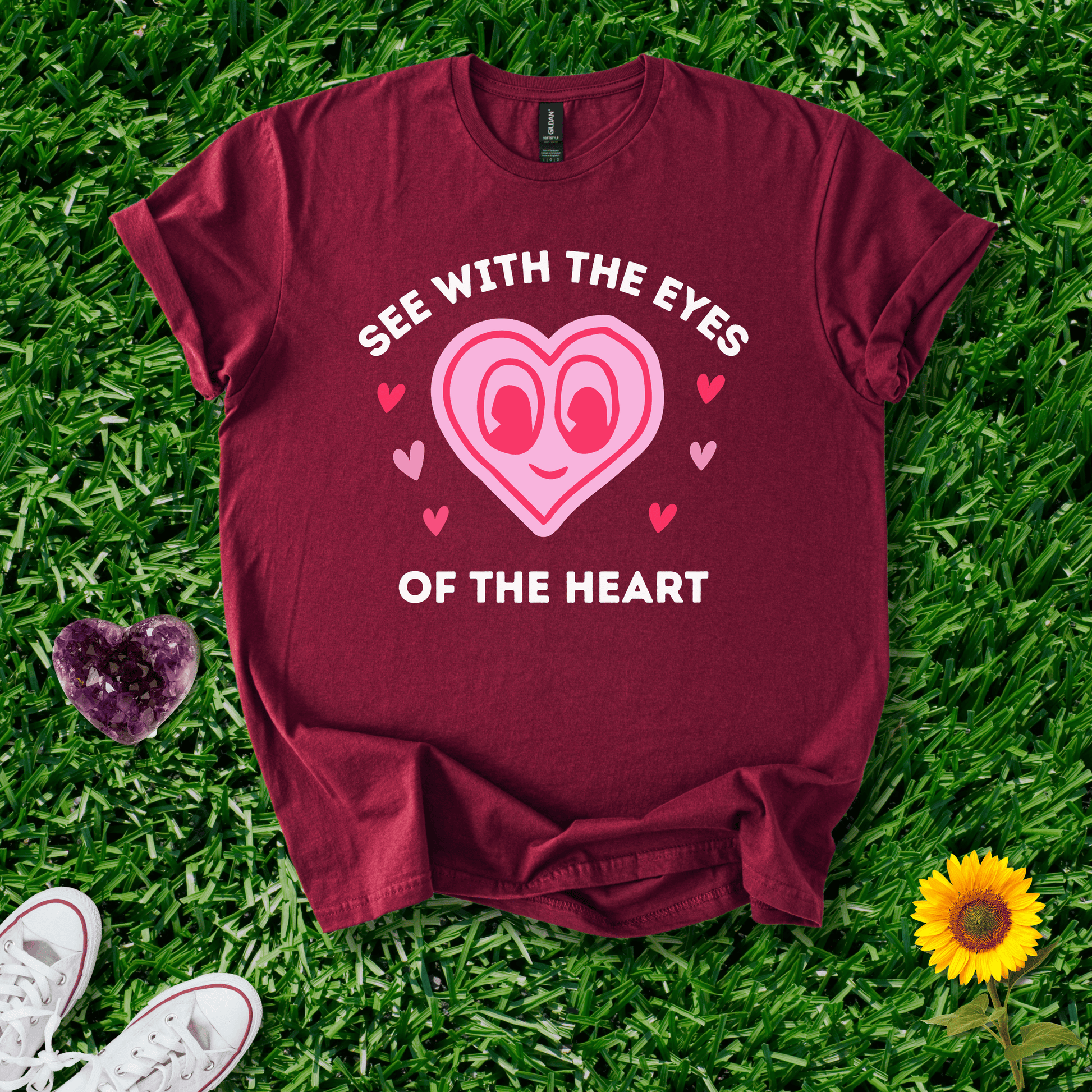 Printify T-Shirt Maroon / S Heart Eyes