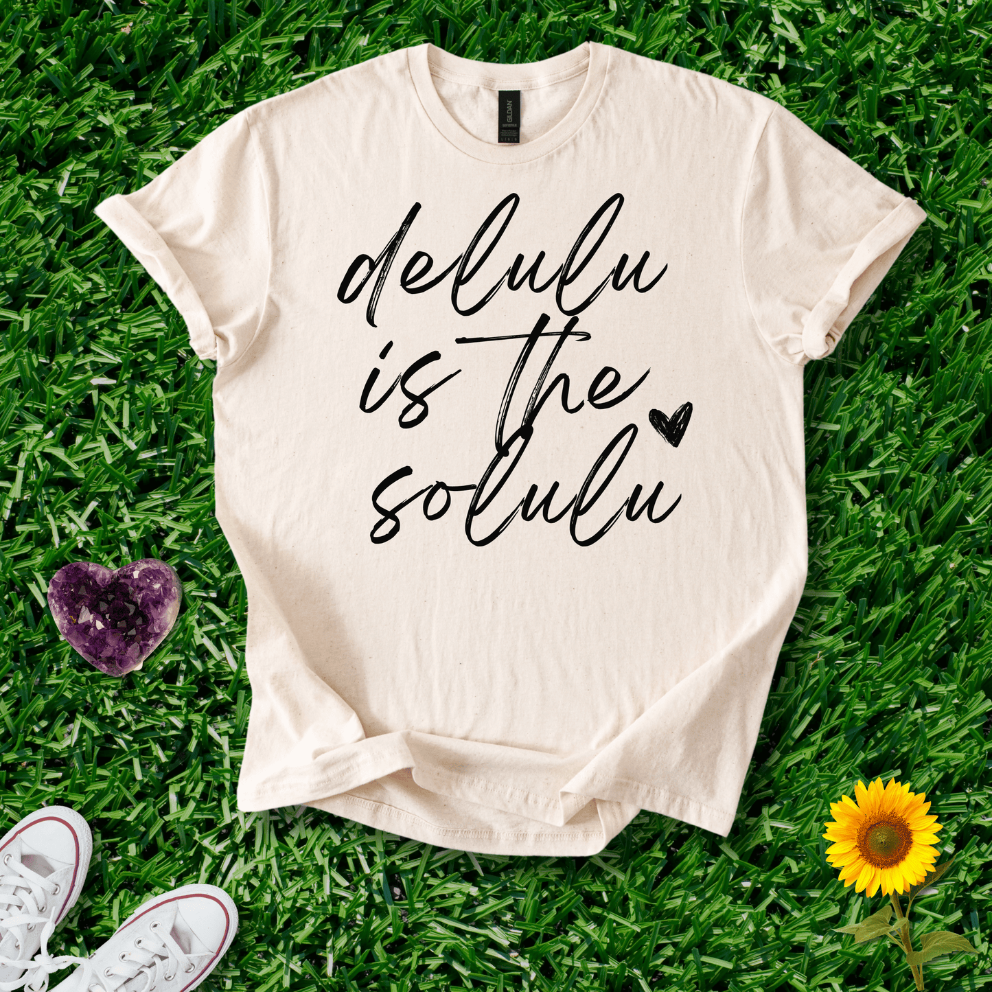 Printify T-Shirt Natural / S Delulu Is The Solulu