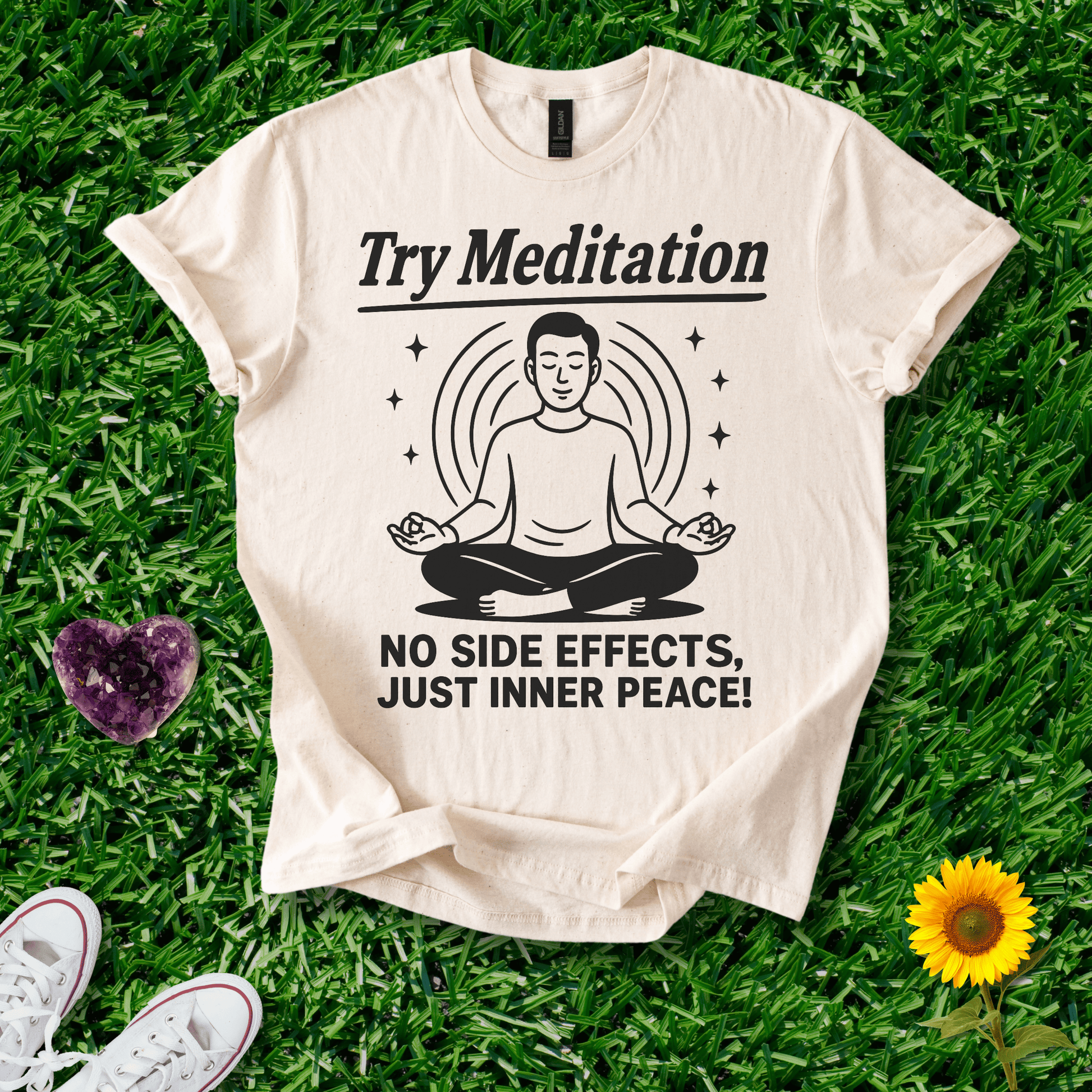 Printify T-Shirt Natural / S Try Meditation