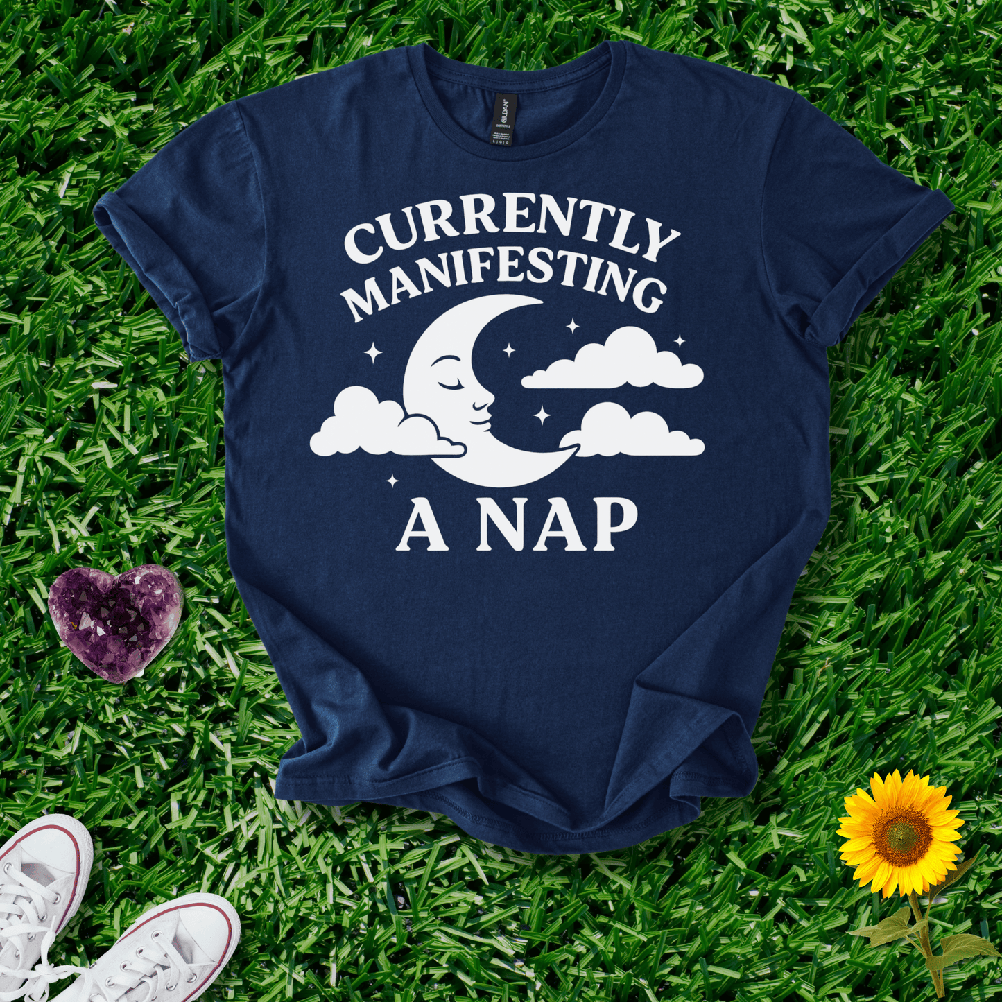 Printify T-Shirt Navy / S Currently Manifesting A Nap