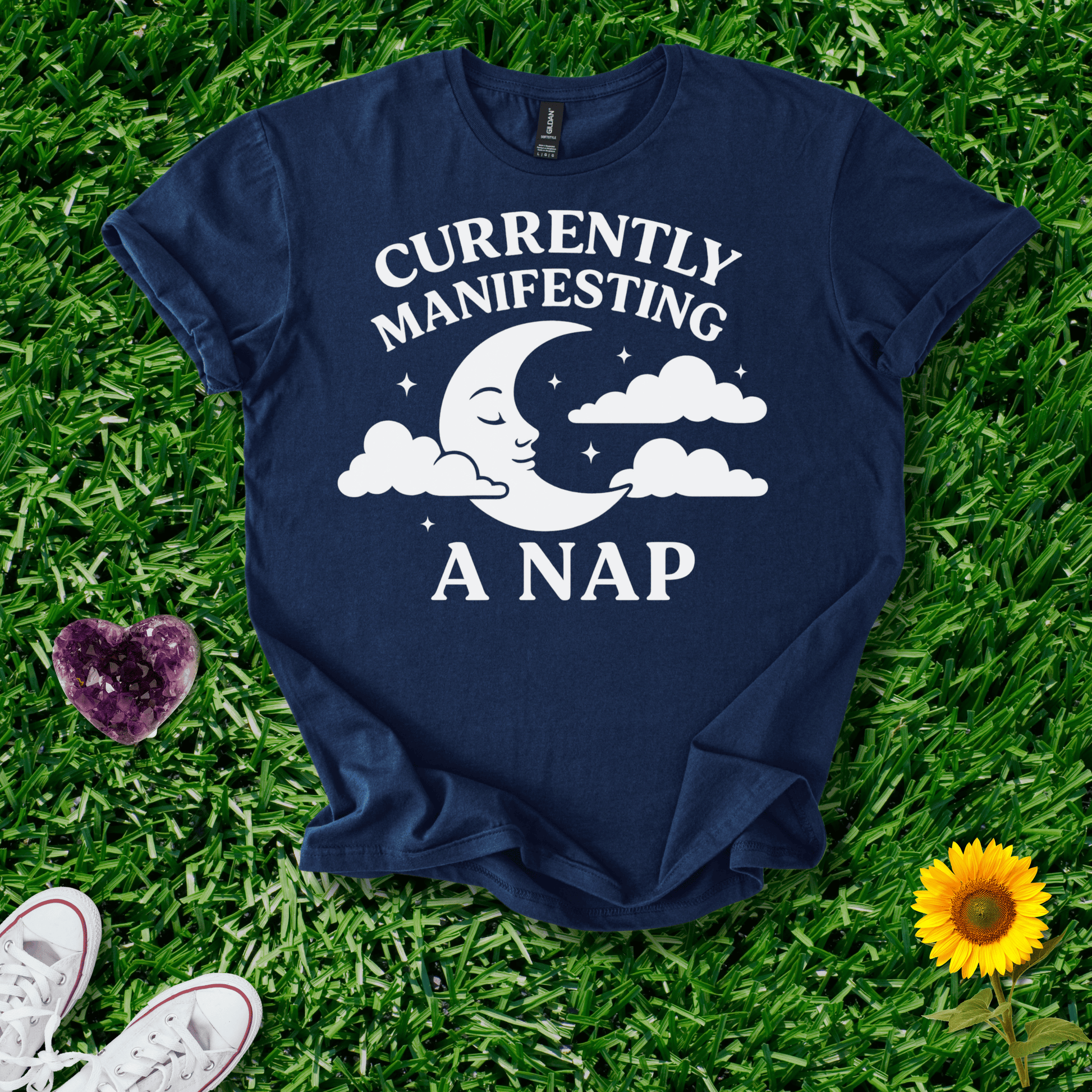 Printify T-Shirt Navy / S Currently Manifesting A Nap