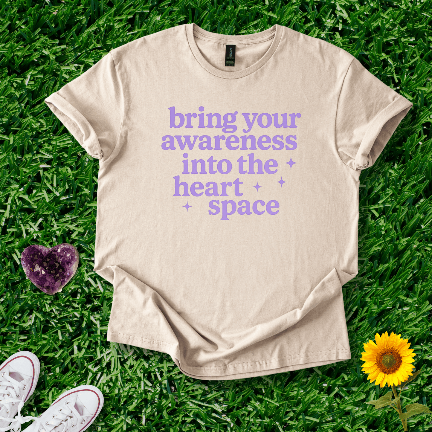 Printify T-Shirt Sand / S Bring Your Awareness Into the Heart Space