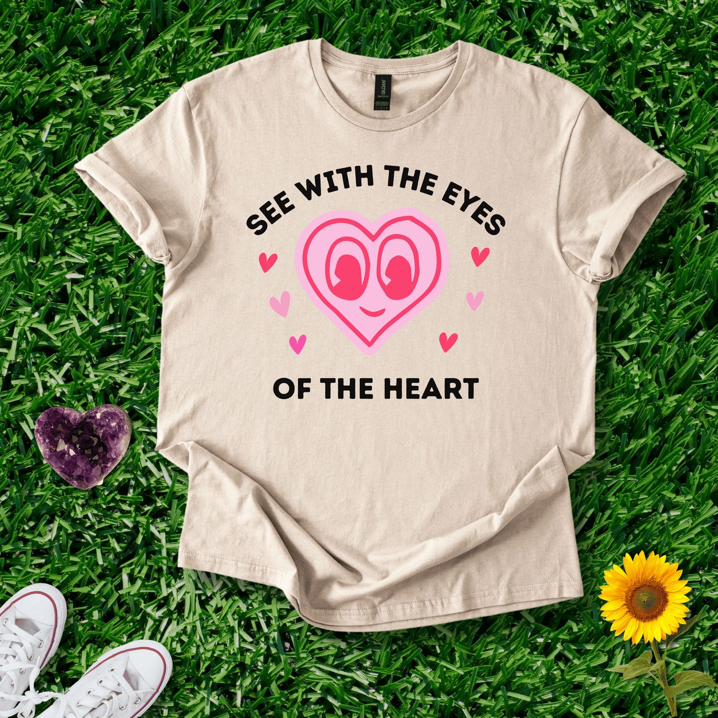 Printify T-Shirt Sand / S Heart Eyes