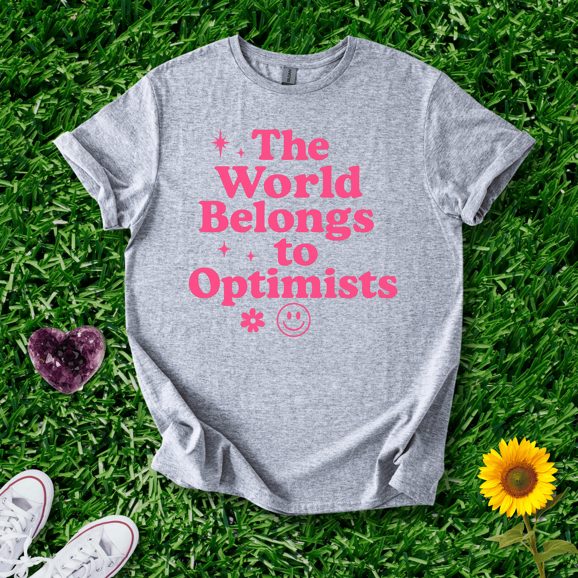 Printify T-Shirt Sport Grey / S The World Belongs To Optimists