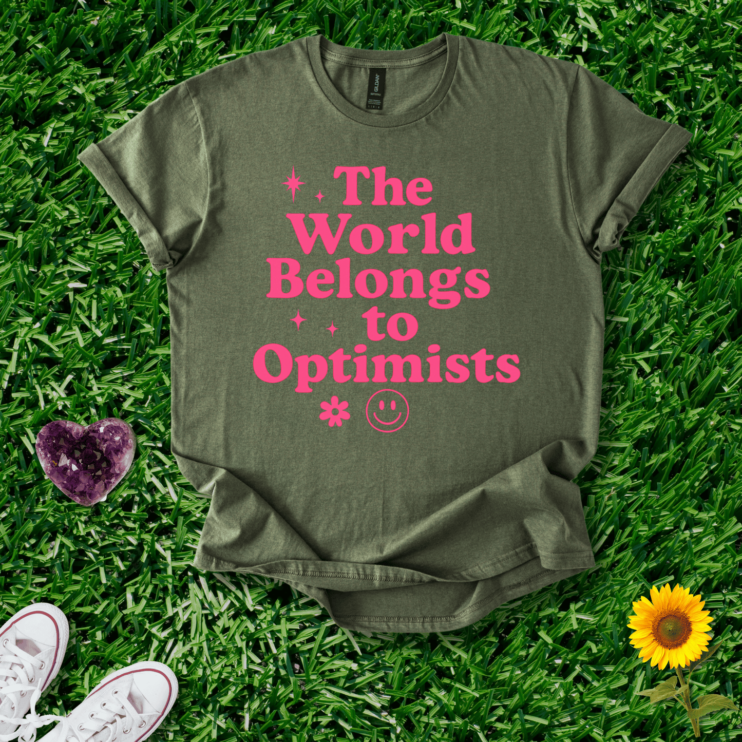 Printify T-Shirt The World Belongs To Optimists