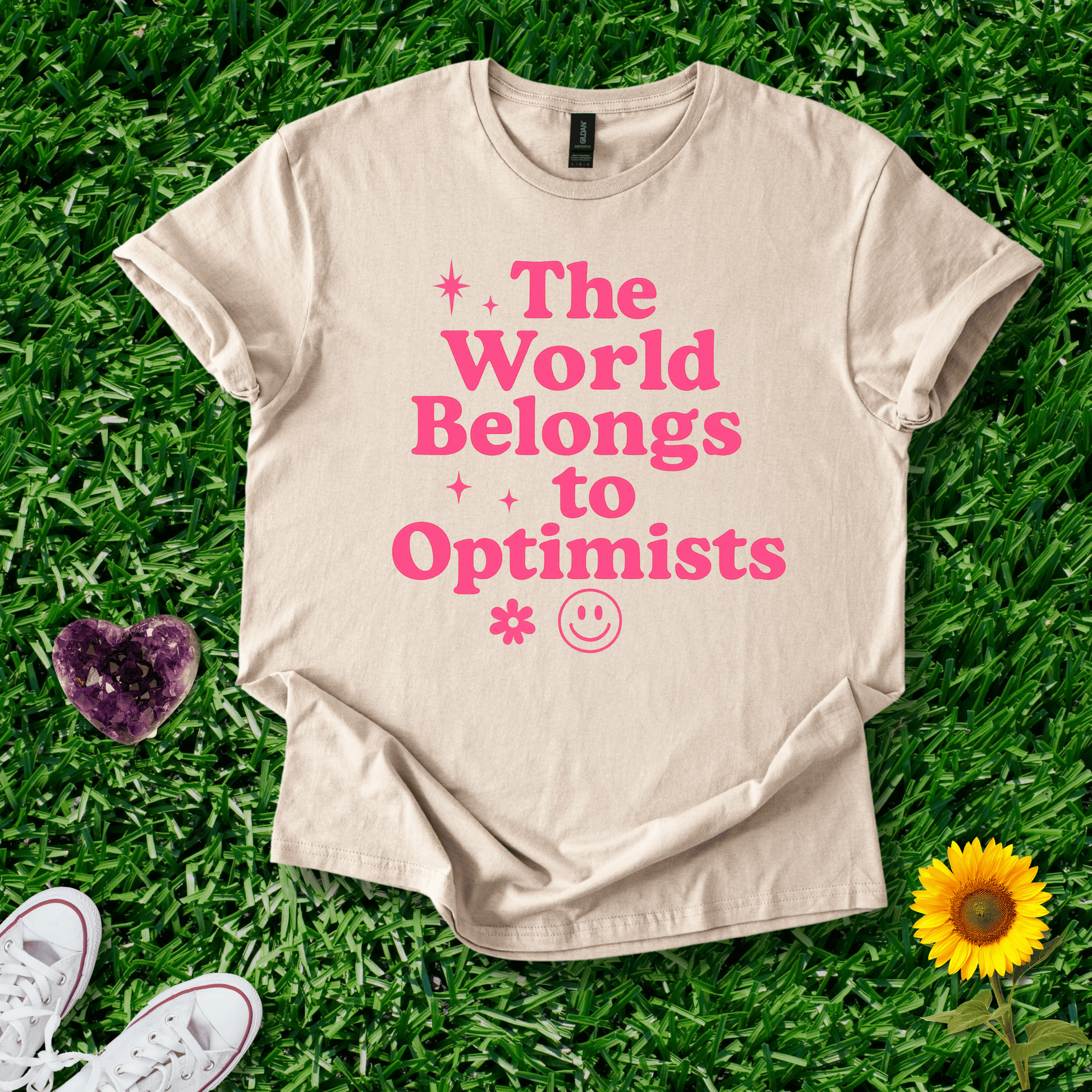 Printify T-Shirt The World Belongs To Optimists