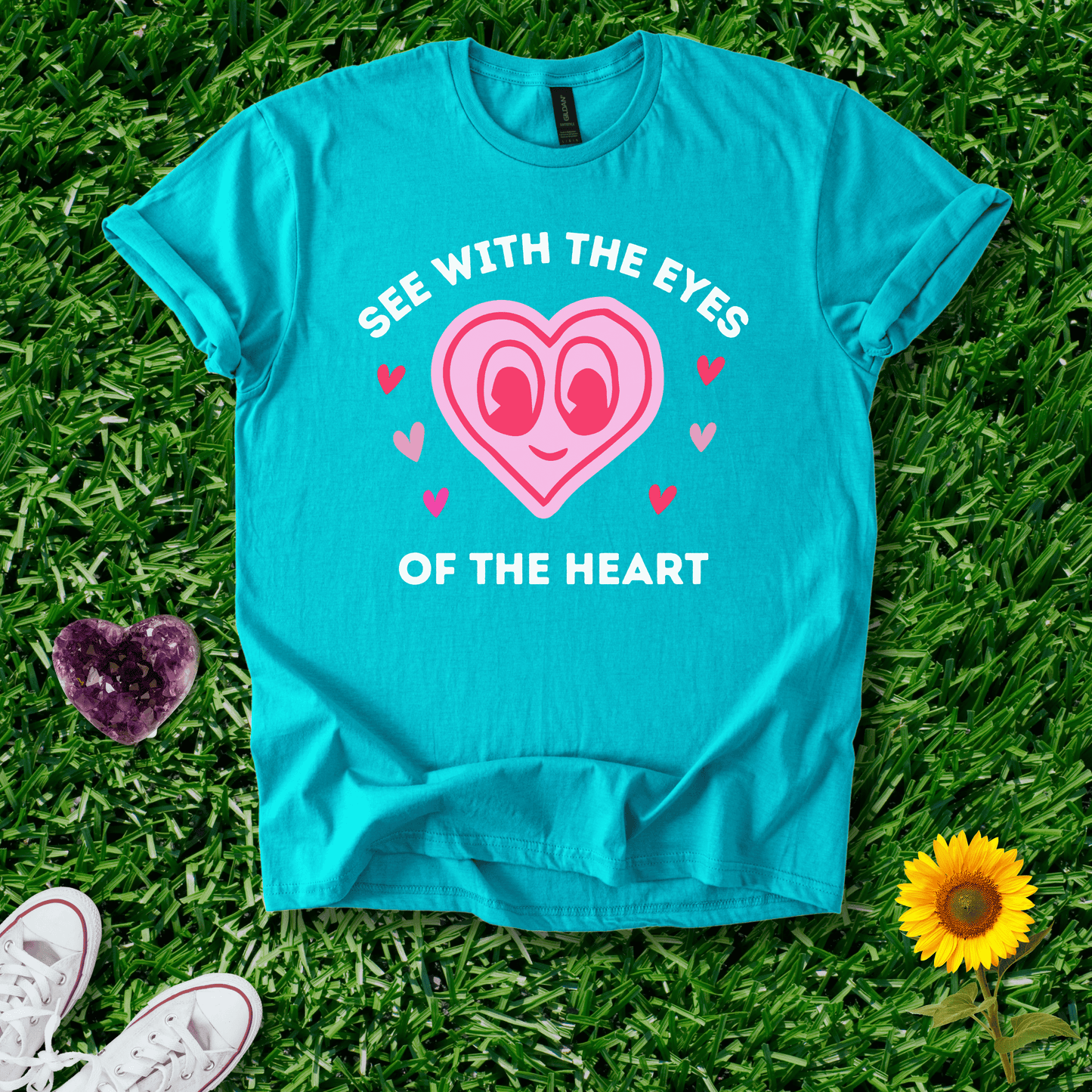 Printify T-Shirt Tropical Blue / S Heart Eyes